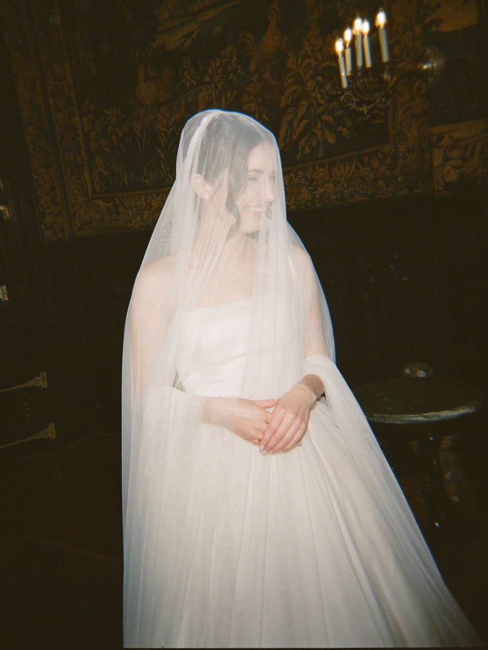 María Undo Viral Ivory Cathedral & Long Blusher Veil